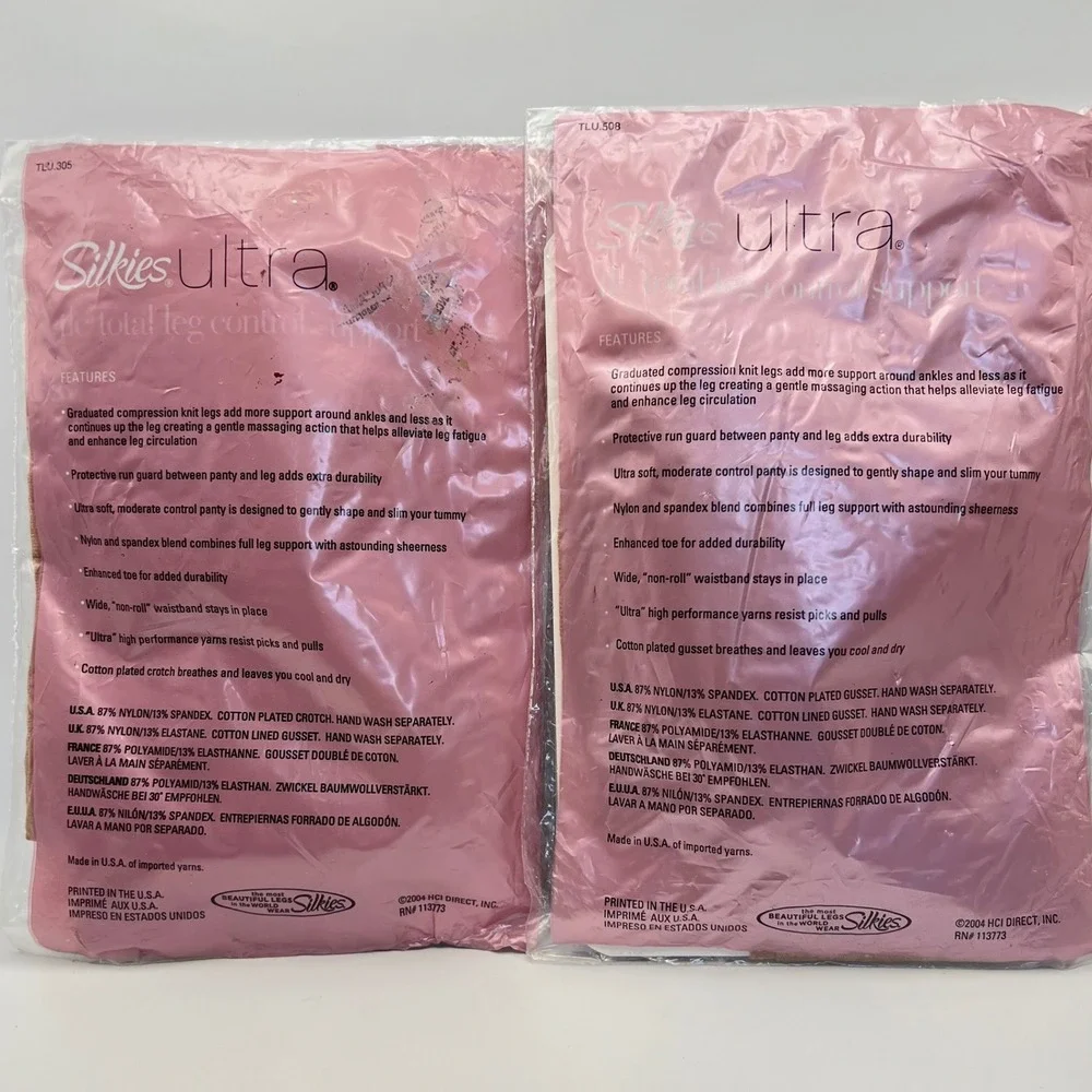 2 Silkies Ultra TLC Dress Sheer Nylons Medium Size UK 38-42 Nude VTG 2004